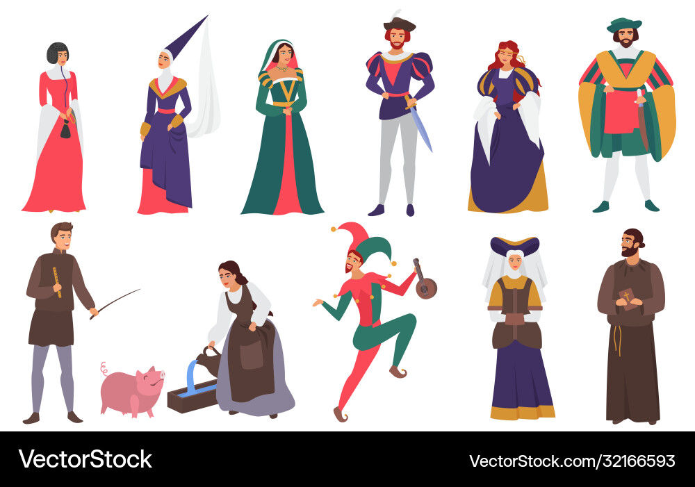 Medieval Characters Set vector image