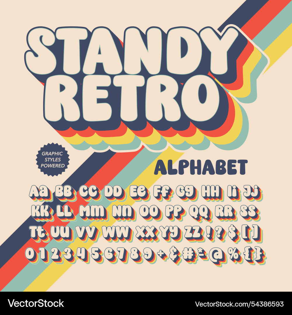 Retro Groovy Display Font - Alphabet vector image