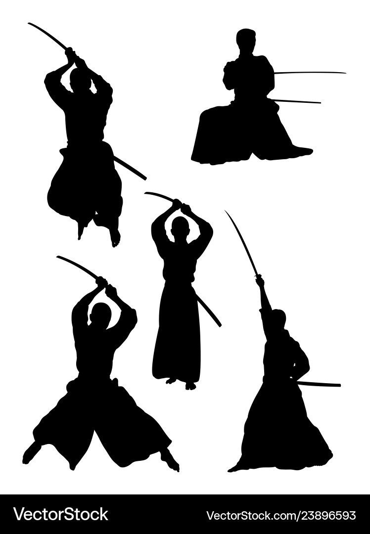 Samurai gesture silhouette 03 vector image