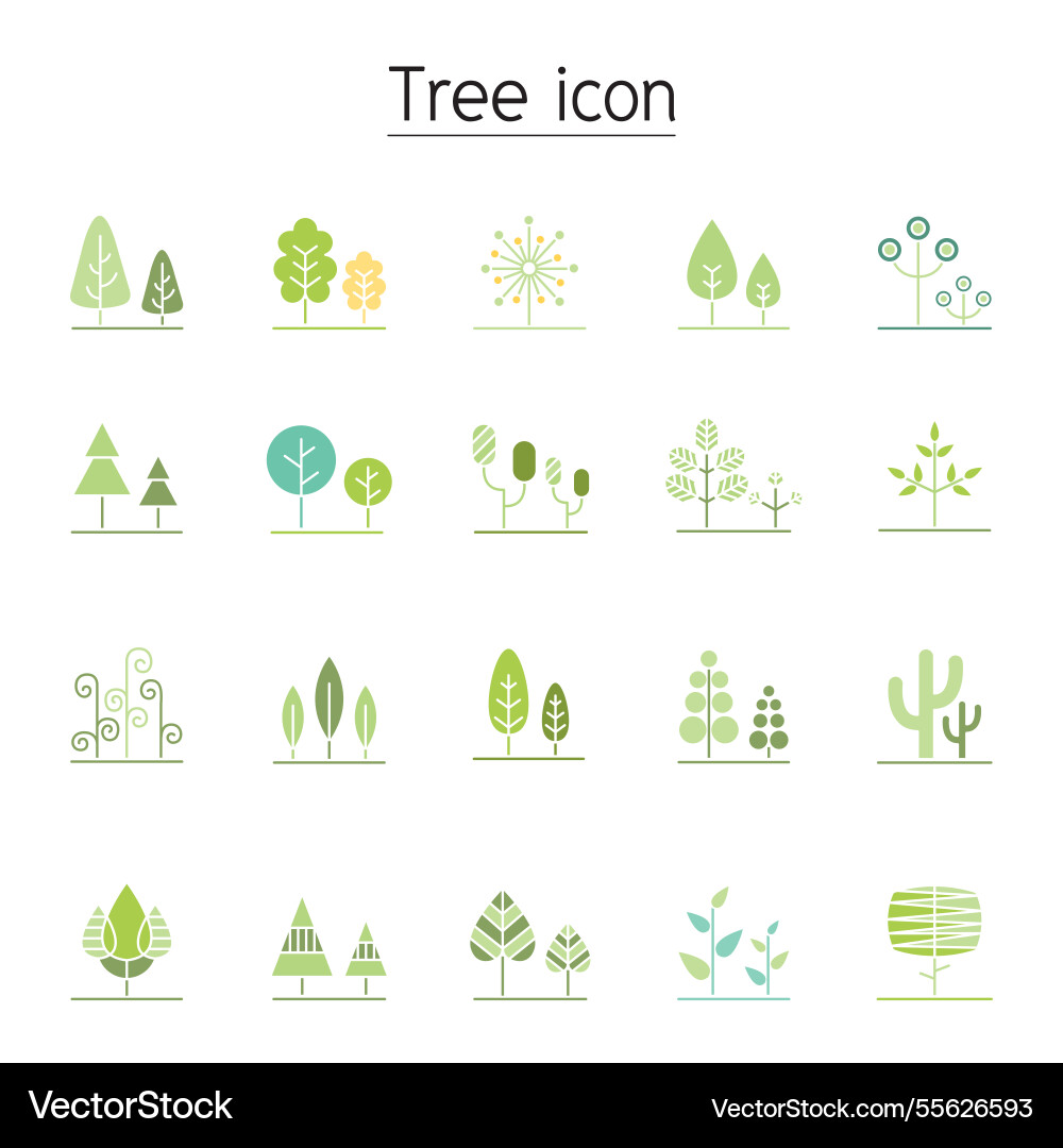 Tree icon set in flat color style Tree icon set in flat color style vector image