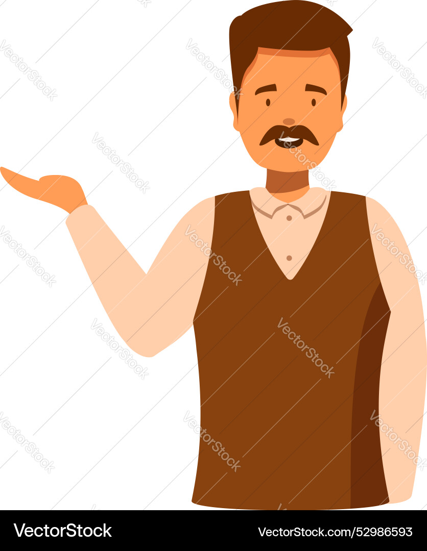Waiter gesturing showing presenting and pointing Waiter gesturing showing presenting and pointing Vector Image