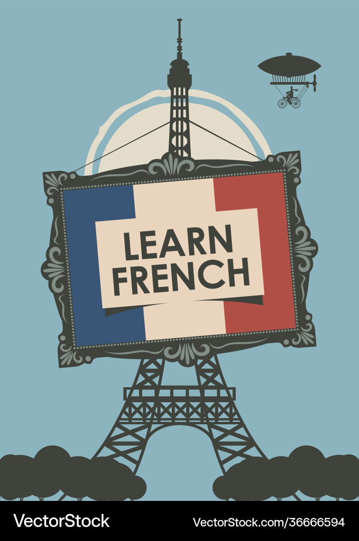 Banner for learn french with eiffel tower Vector Image