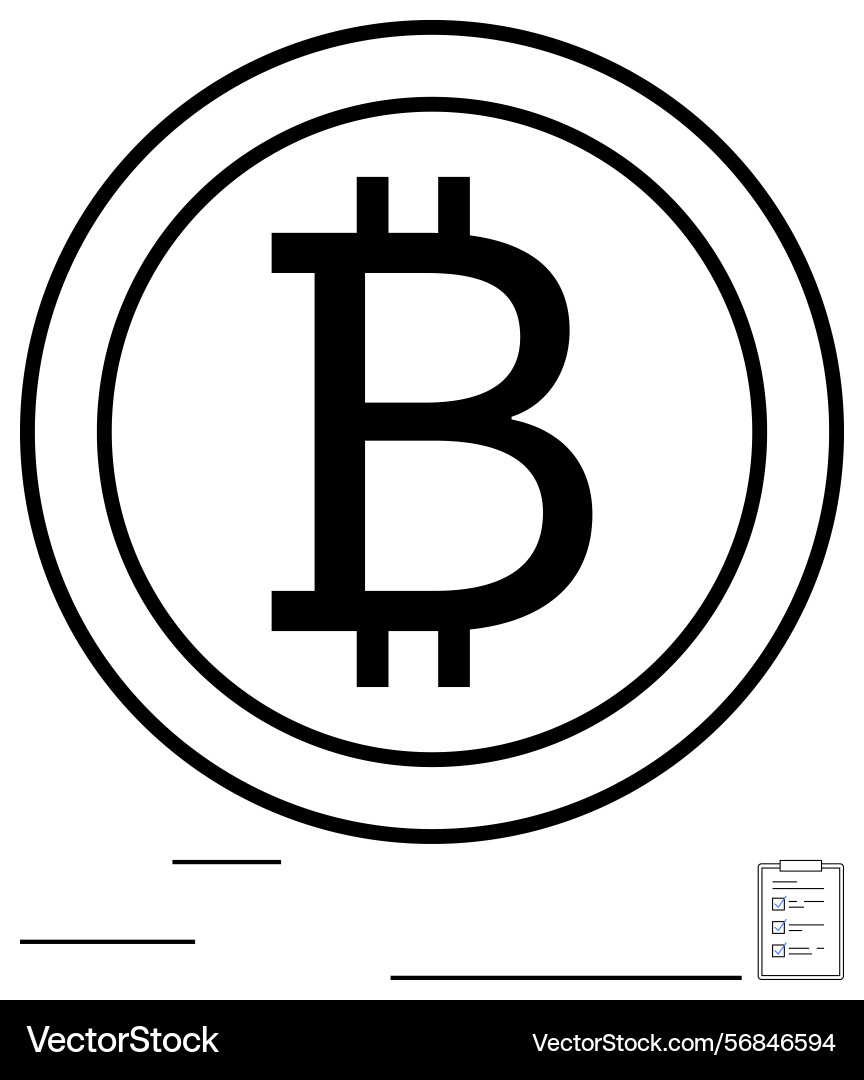 Bitcoin symbol inside a circular coin outline Vector Image