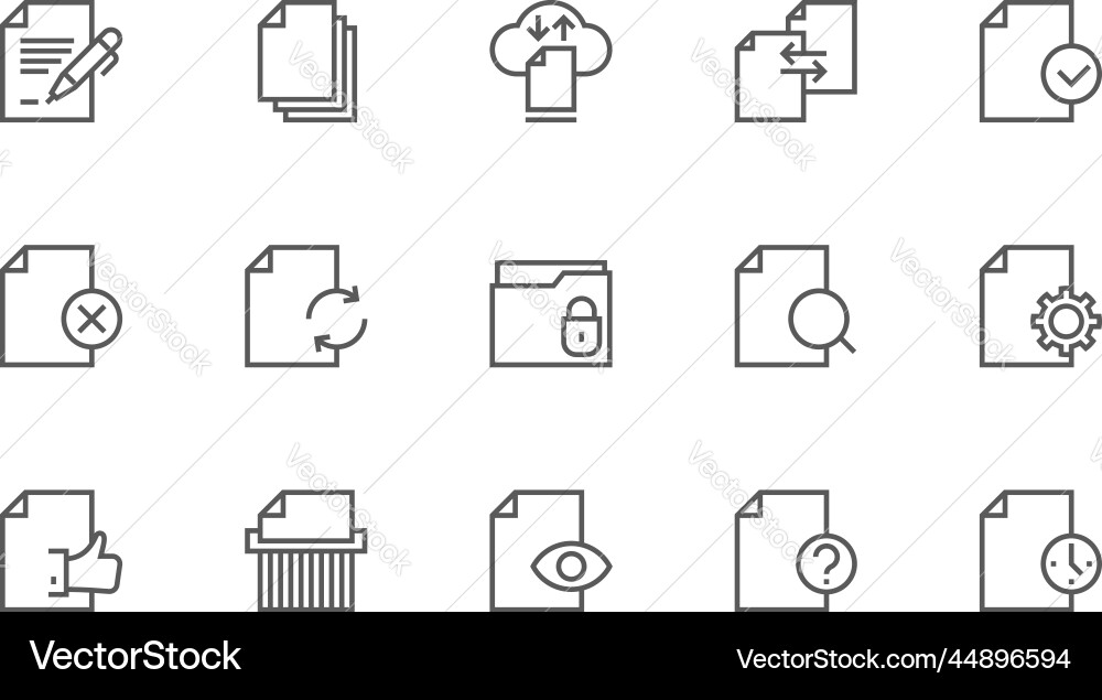 Document flow management line icons vector image