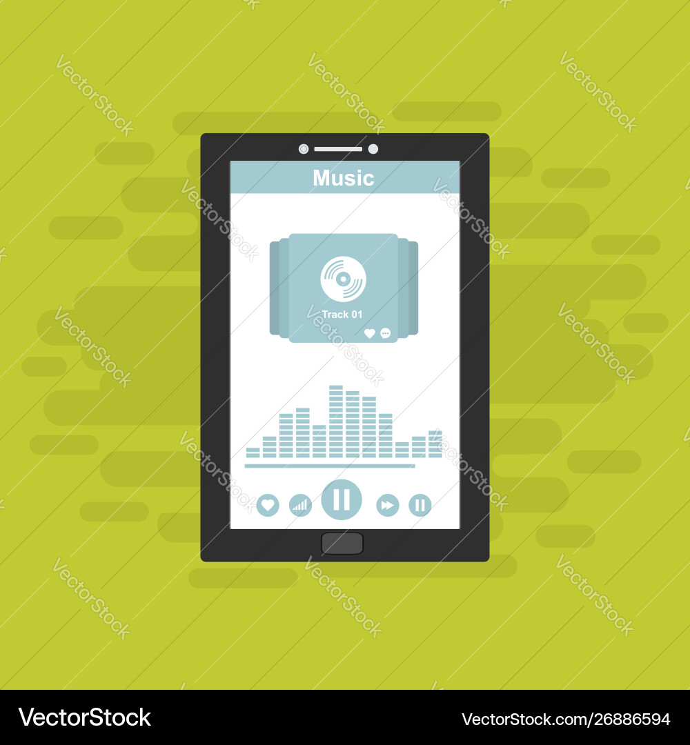 Media player application app template with flat Media player application app template with flat vector image