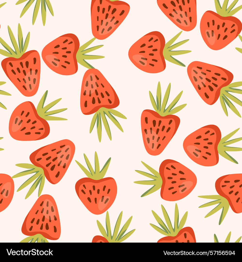 Seamless pattern with strawberry on color Vector Image