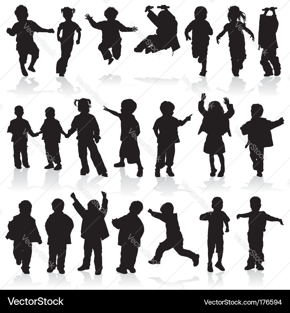 Silhouetted Children Figures vector image