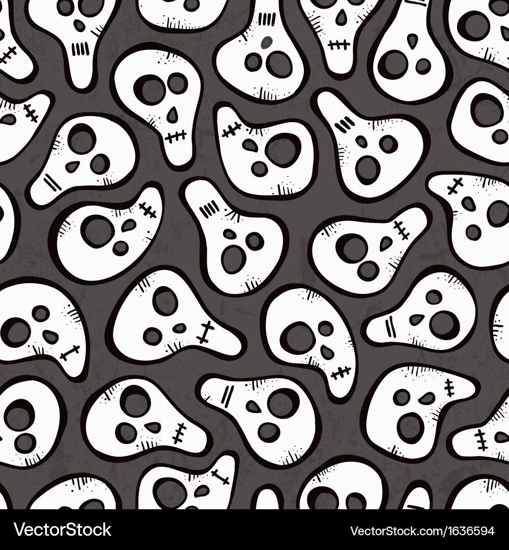 Skull Seamless Pattern - Halloween Vector Image