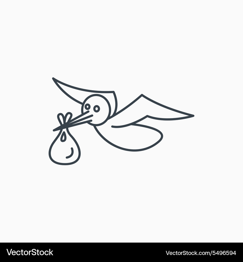 Stork with sack icon newborn baby symbol Vector Image
