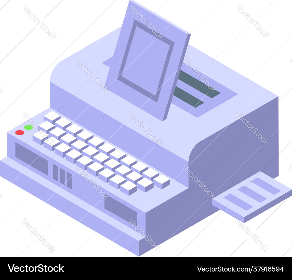 Typewriter cipher icon isometric style Typewriter cipher icon isometric style vector image