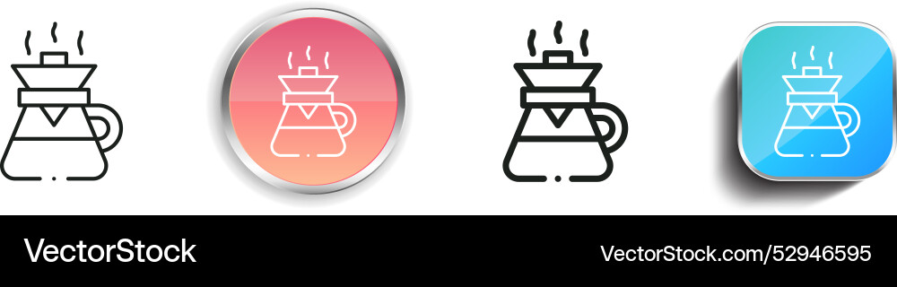 Coffee filter icon thin linear regular and button vector image