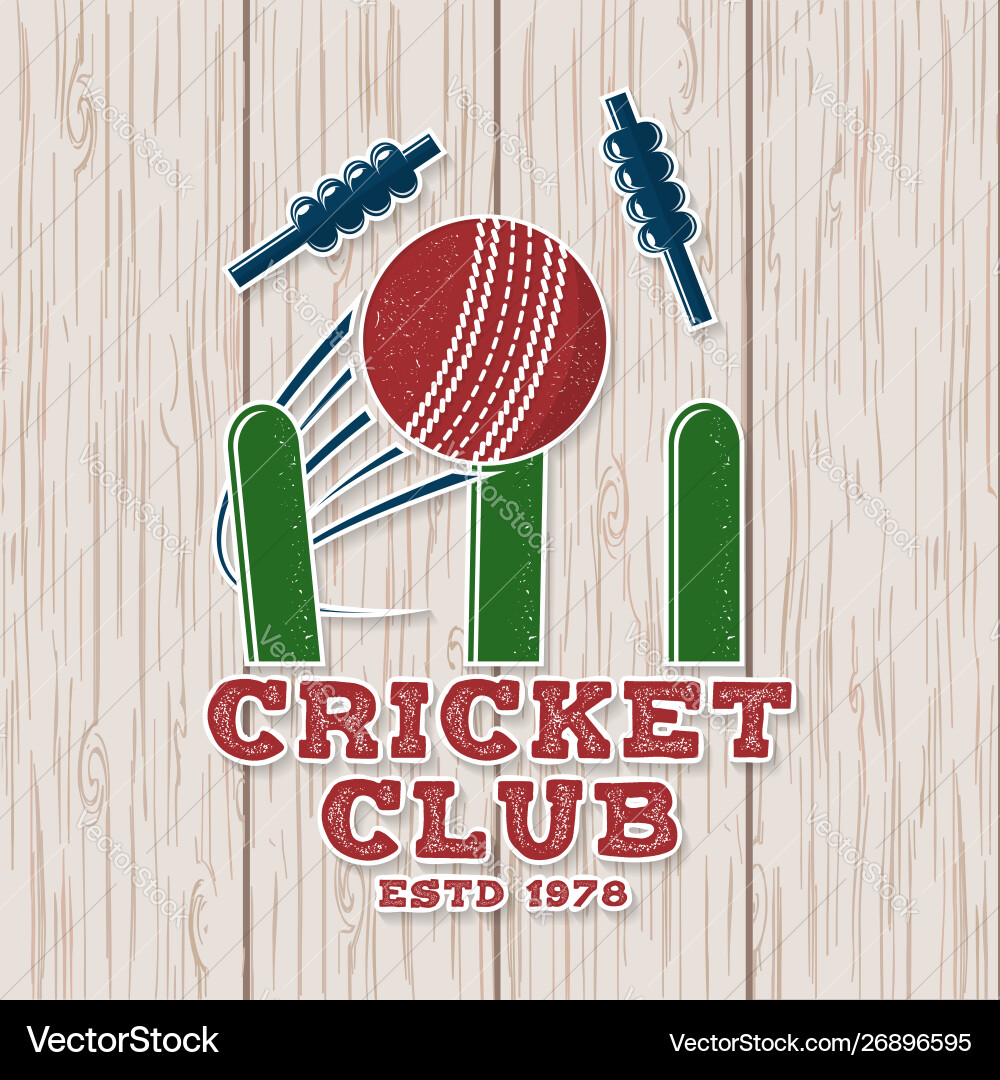 Cricket club patch or sticker concept Cricket club patch or sticker concept Vector Image