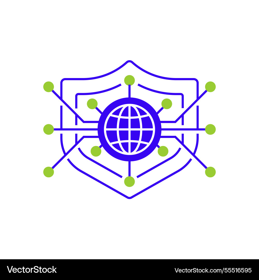 Cyber shield two tone color icon linear style Vector Image