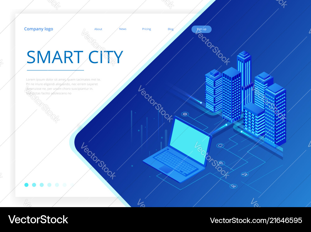 Isometric modern city concept website template Isometric modern city concept website template vector image