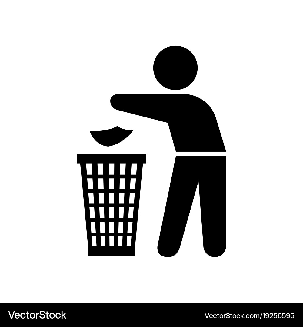 Man Throwing Trash into Bin vector image