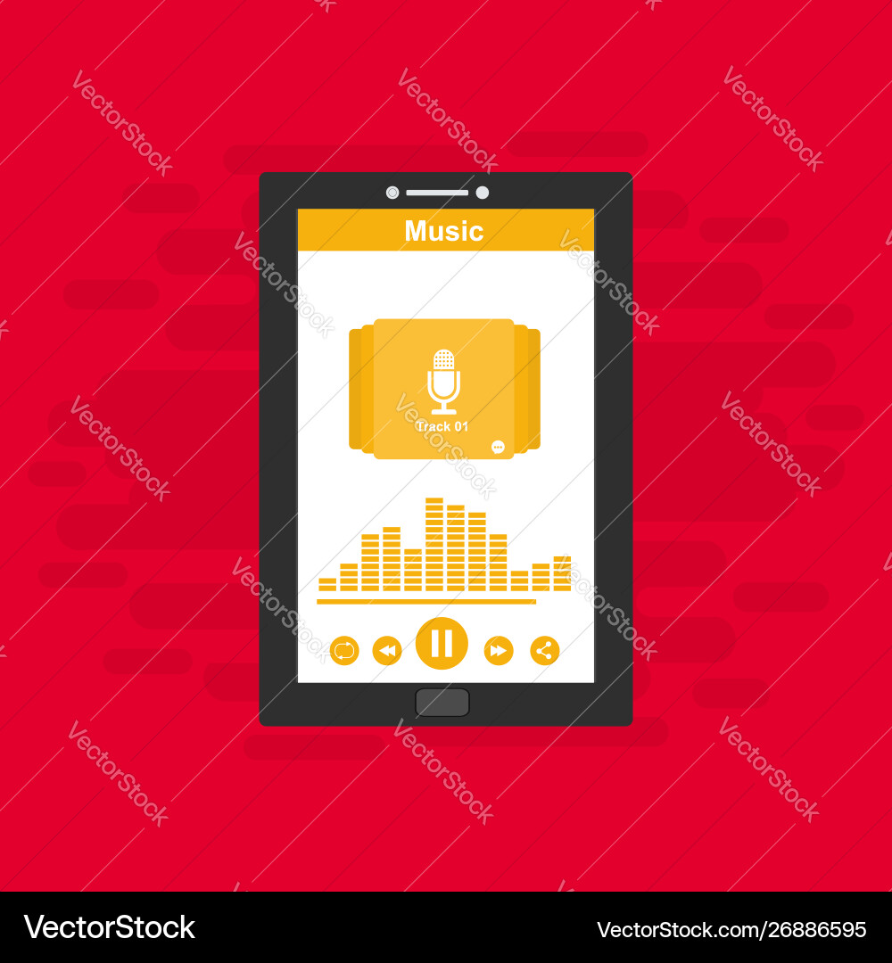 Media player application app template with flat Media player application app template with flat vector image