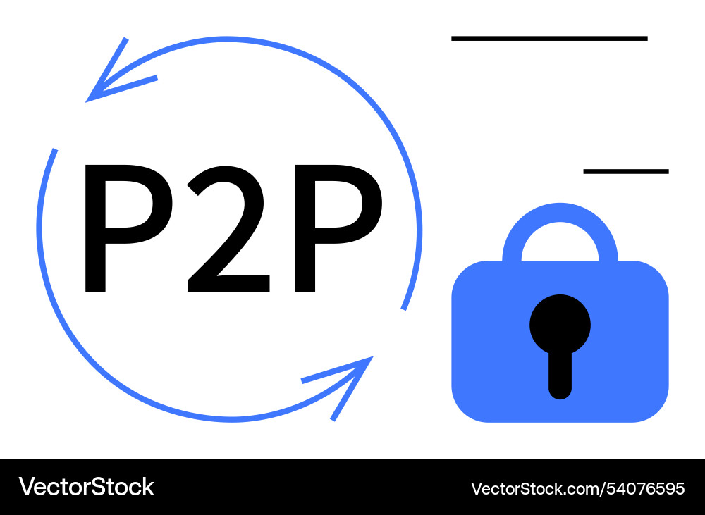 Peer-to-peer security concept with lock icon Peer-to-peer security concept with lock icon vector image