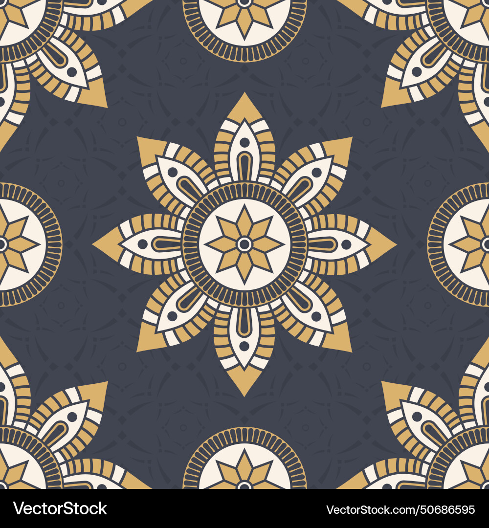 Seamless color pattern with mandala abstract vector image