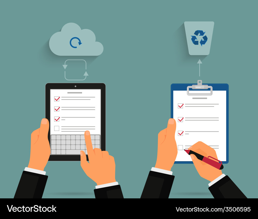 Task List on Tablet with Cloud Sync vector image