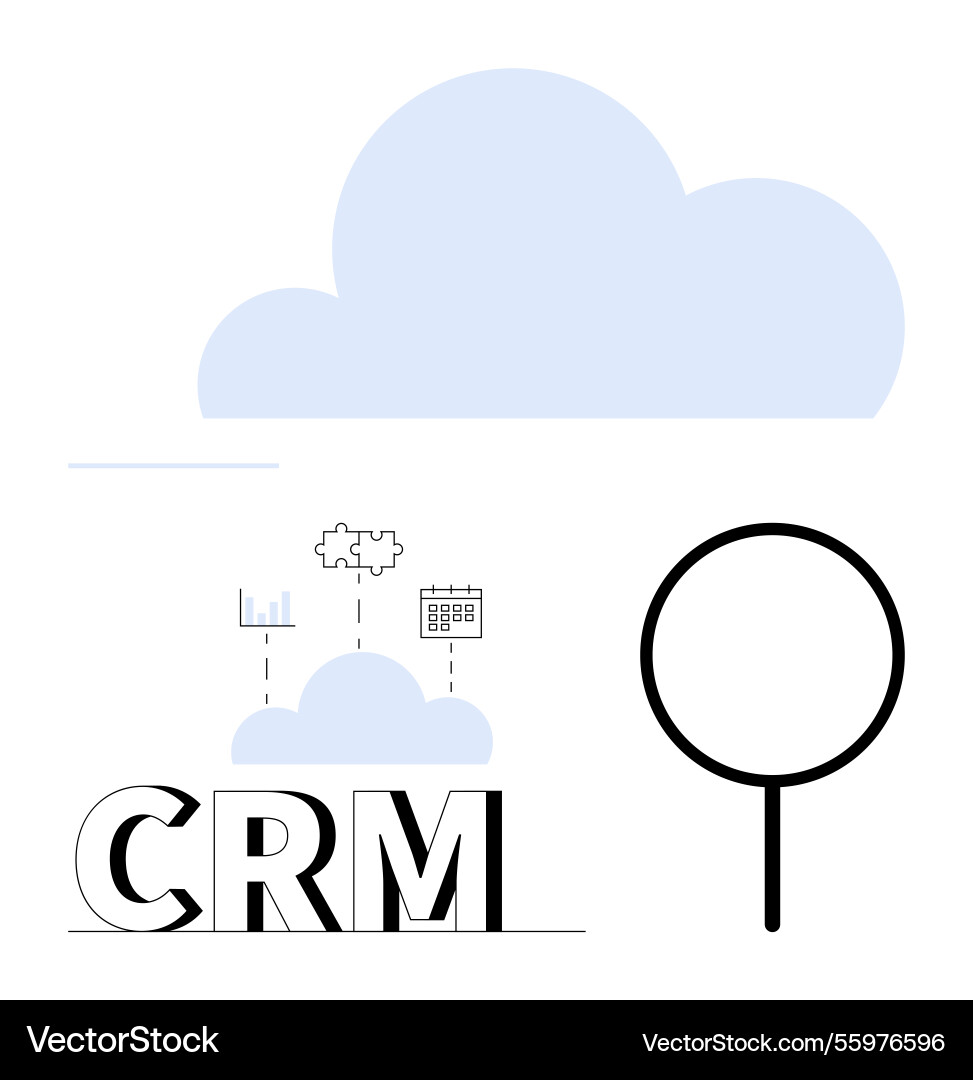Cloud-based crm system features and data Cloud-based crm system features and data vector image