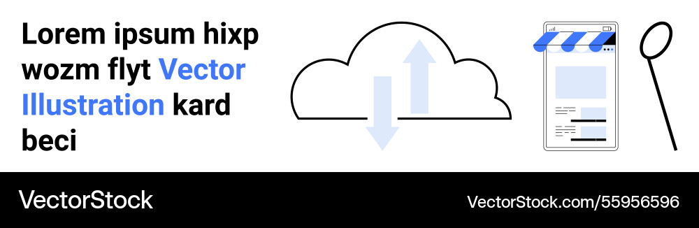 Cloud data transfer with web interface and balloon Vector Image
