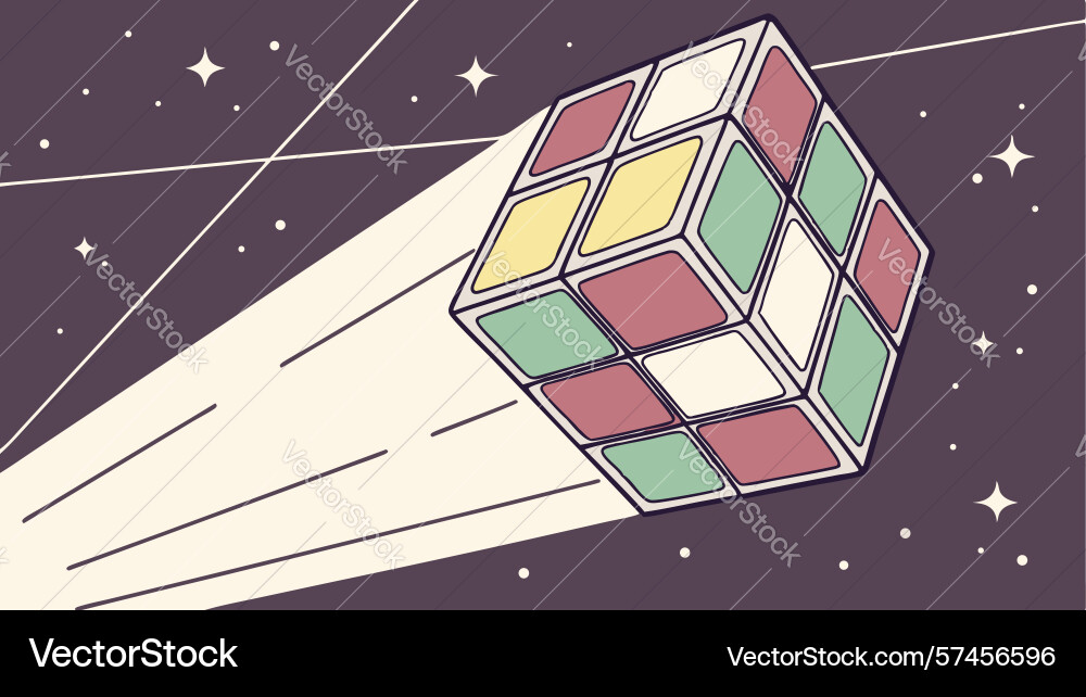 Colorful rubiks cube in dynamic motion with speed vector image