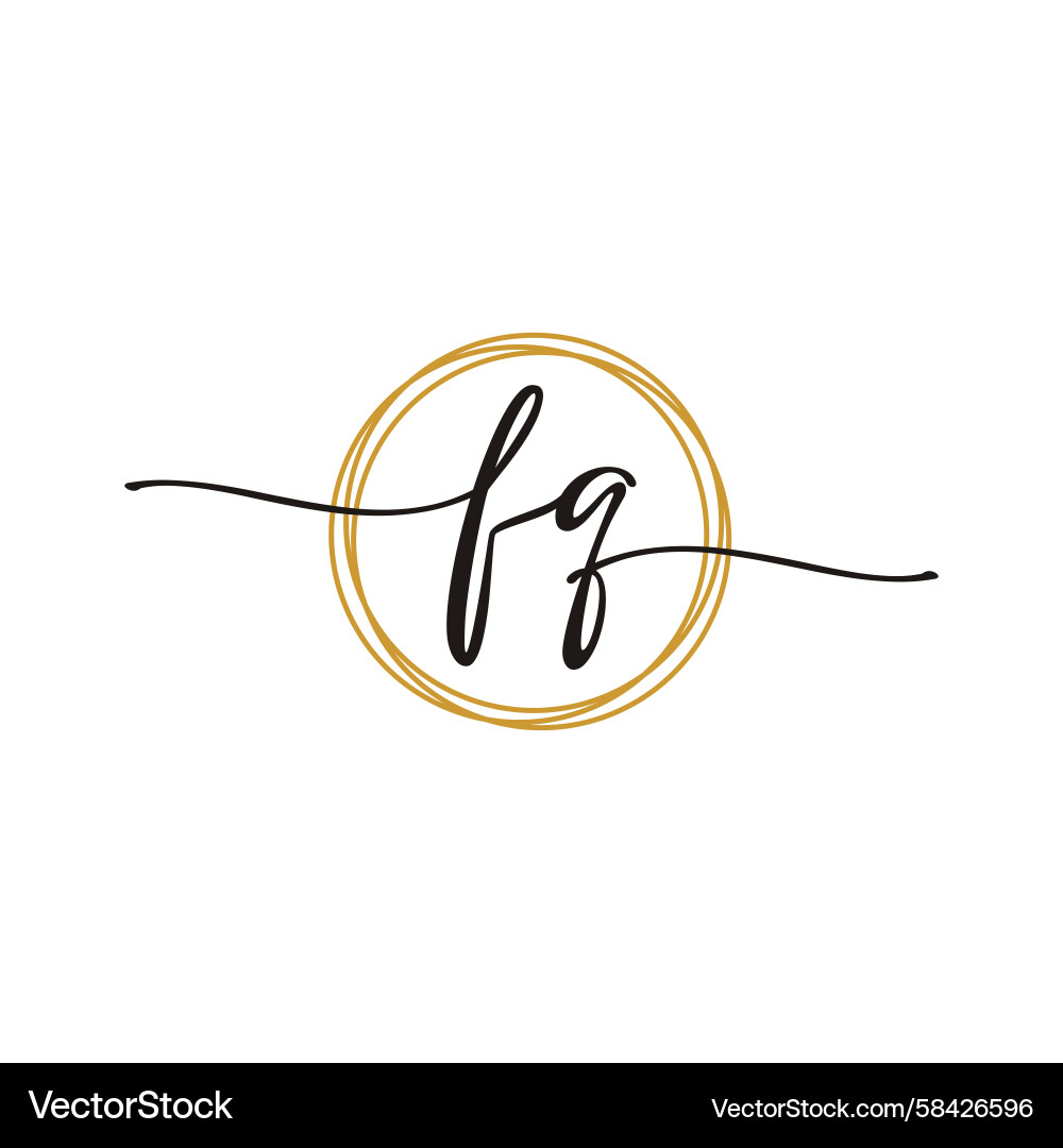 Elegant Initial Logo Template - F & Q Script Vector Image