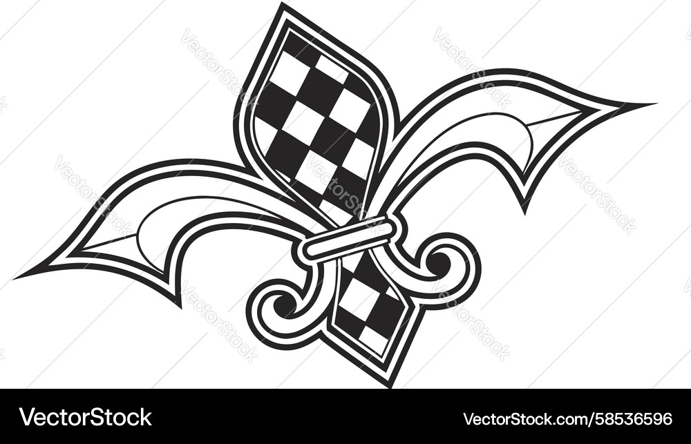 Floral Scroll with Checkered Pattern Vector Image
