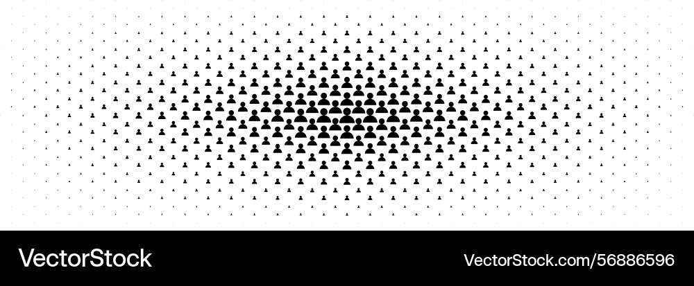 Horizontal halftone from center of black people Vector Image