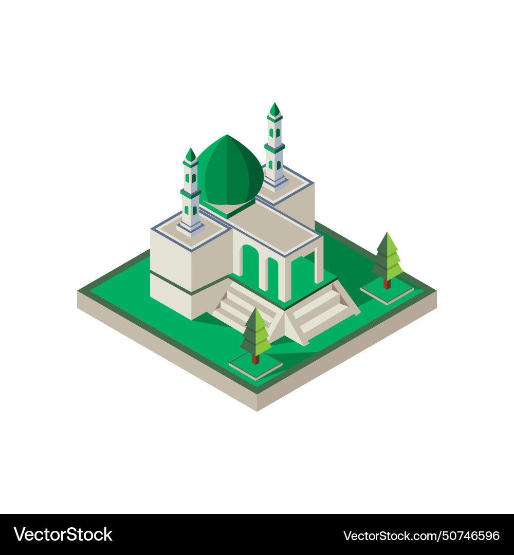 Isometric mosque concept design isolated Vector Image