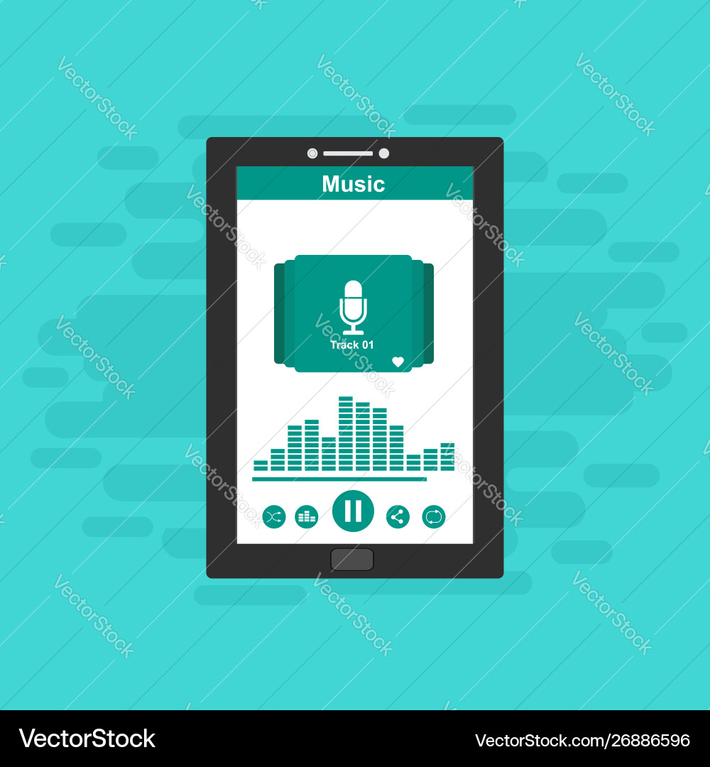 Media player application app template with flat Media player application app template with flat vector image
