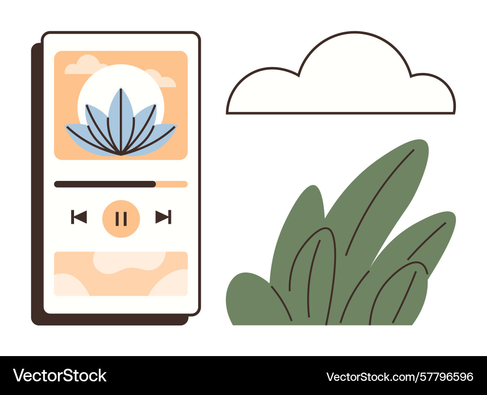 Minimalist audio app interface with nature theme Vector Image