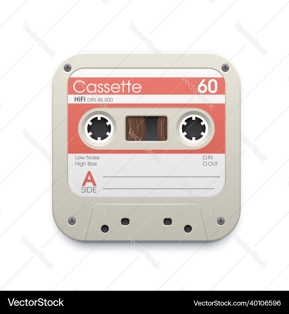 Retro Cassette Web Icon Vector Image