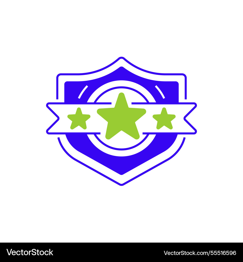 Shield with star two tone color icon linear style vector image