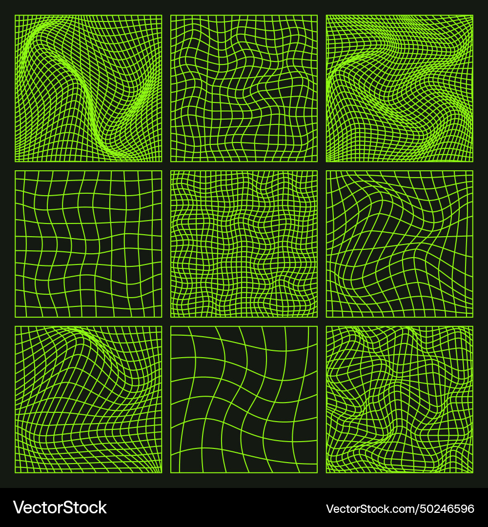 Wireframe shapes lined perspective mesh 3d grid Wireframe shapes lined perspective mesh 3d grid vector image