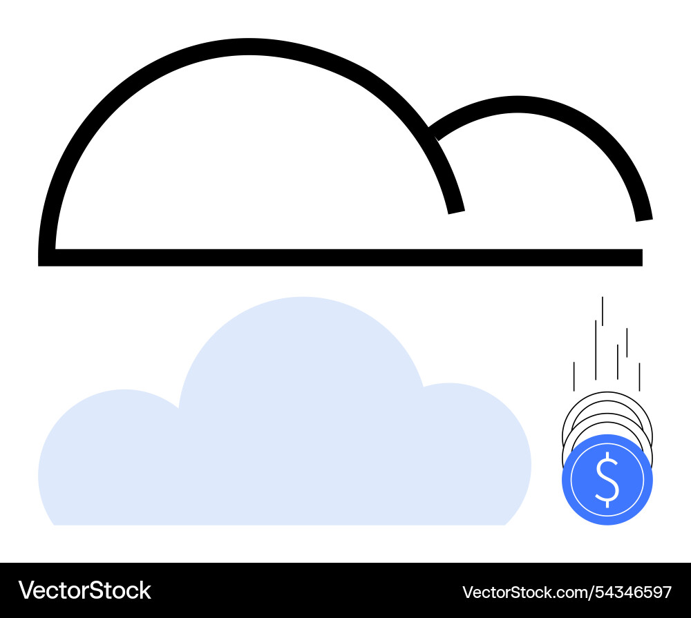Cloud computing concept with outline Cloud computing concept with outline Vector Image