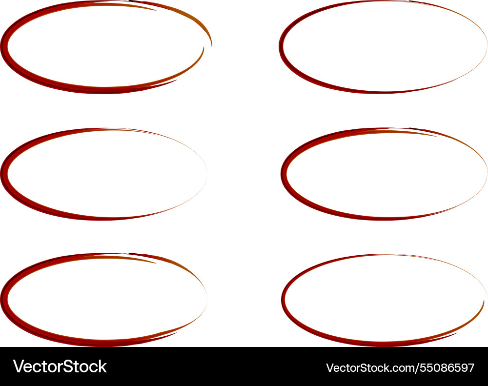 Dark red colorful abstract frames ellipses set Vector Image