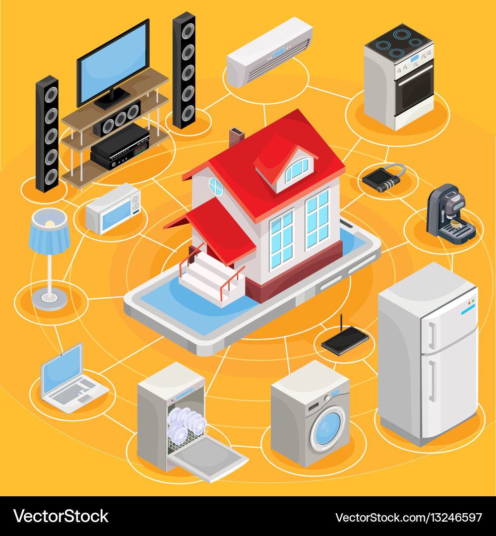 Isometric abstract smart home Royalty Free Vector Image