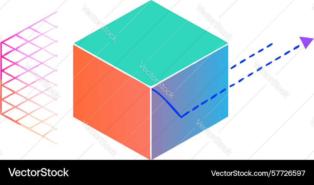 Isometric moving cube dynamic data innovation vector image