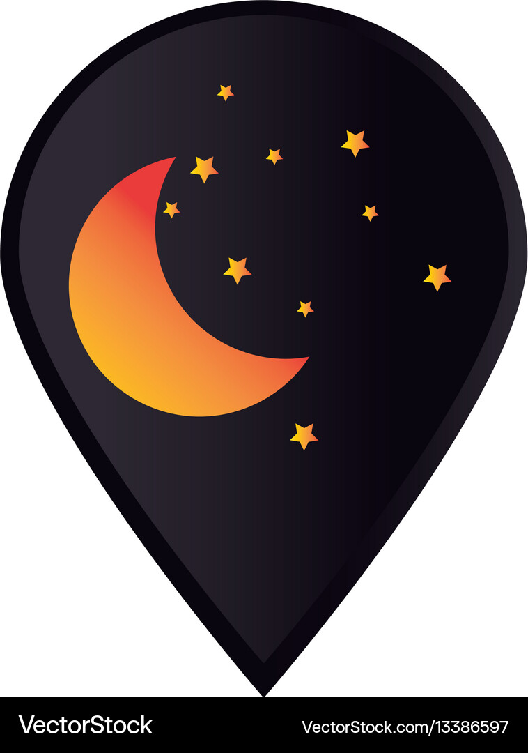 Mark icon pointer gps with moon and stars Vector Image