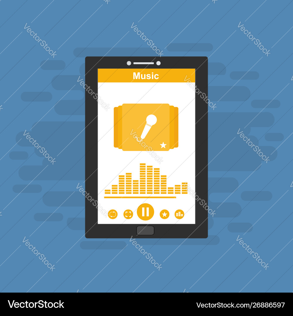 Media player application app template with flat Media player application app template with flat vector image