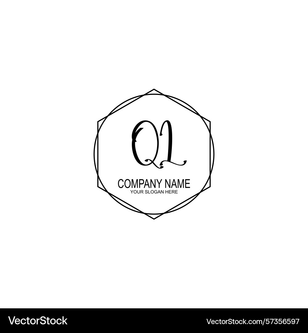 Minimalist handwritten ql initial logos with soft Vector Image