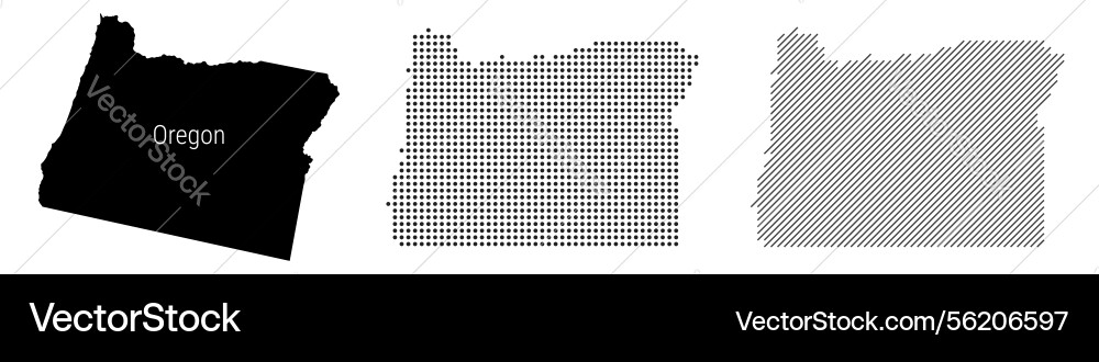 Oregon silhouette map and two patterns of dots Oregon silhouette map and two patterns of dots vector image
