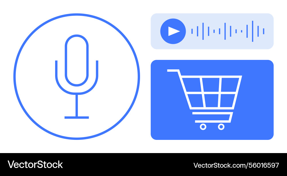 Voice command shopping concept with microphone Voice command shopping concept with microphone vector image