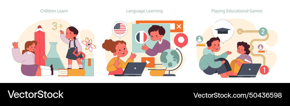 Children learn set elementary school classes Vector Image