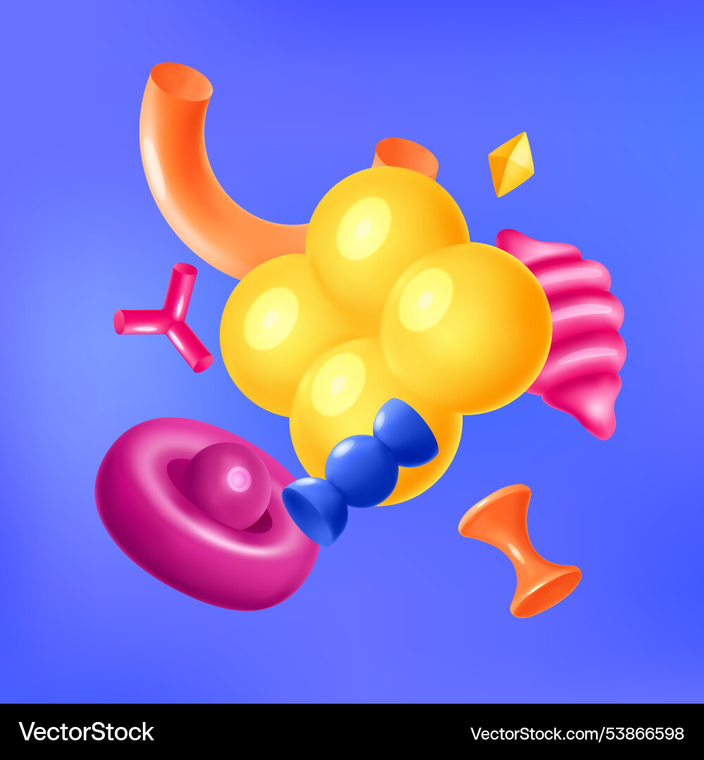 Composition with 3d abstract shapes in gradient vector image