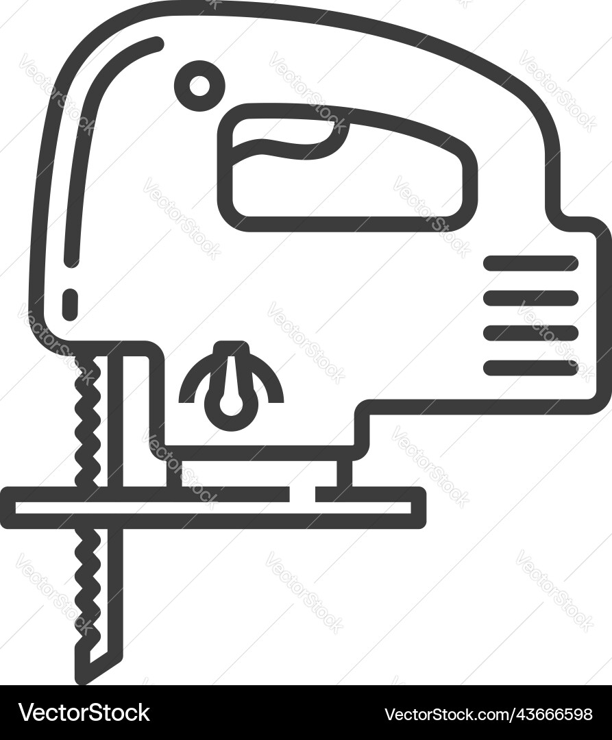 Electric jig saw machine isolated outline icon Electric jig saw machine isolated outline icon vector image