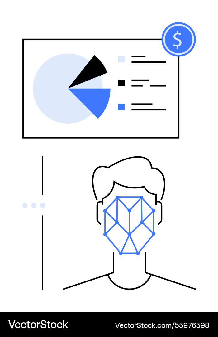 Facial recognition with data analytics Facial recognition with data analytics Vector Image