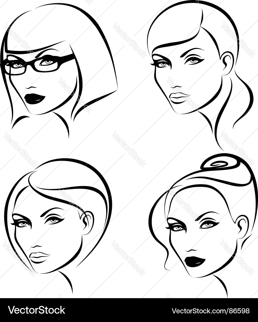 Glamorous Women's Hairstyles & Makeup Vector Image