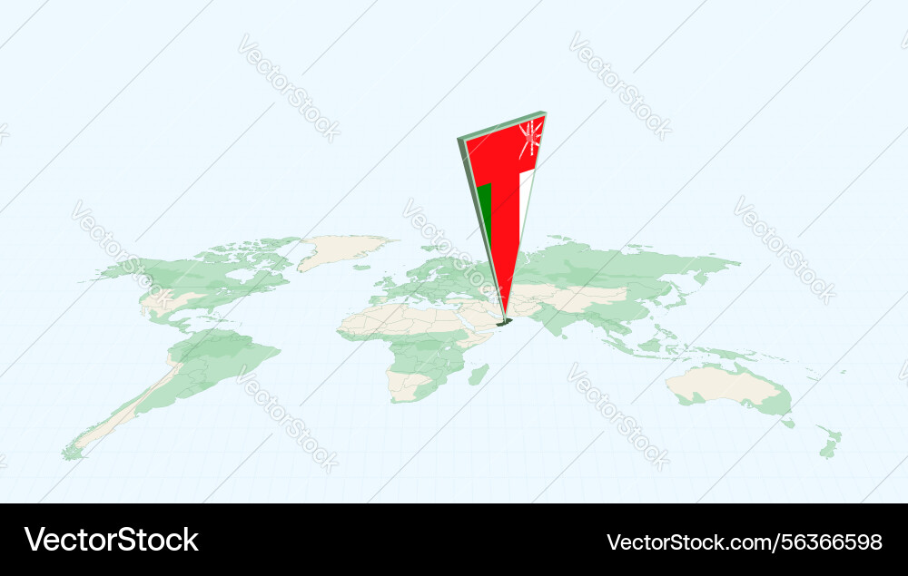 Highlighted oman on global map with 3d flag Highlighted oman on global map with 3d flag vector image